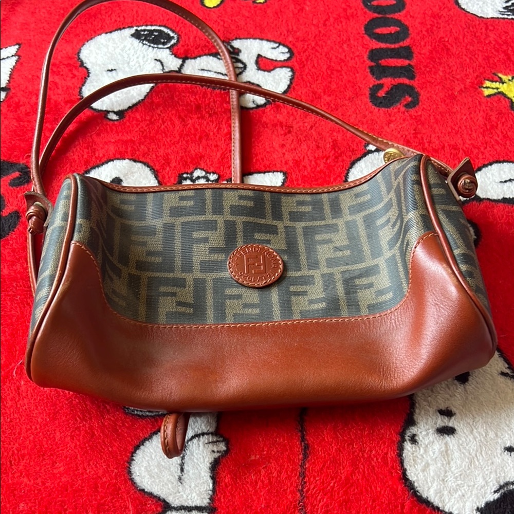 Fendi Brown and Tan Shoulder Bag with Iconic Monogram